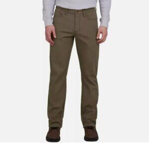 NEW Weatherproof Men's Reg Fit Fleece-Lined Stretch Canvas Pants, Green 30X30